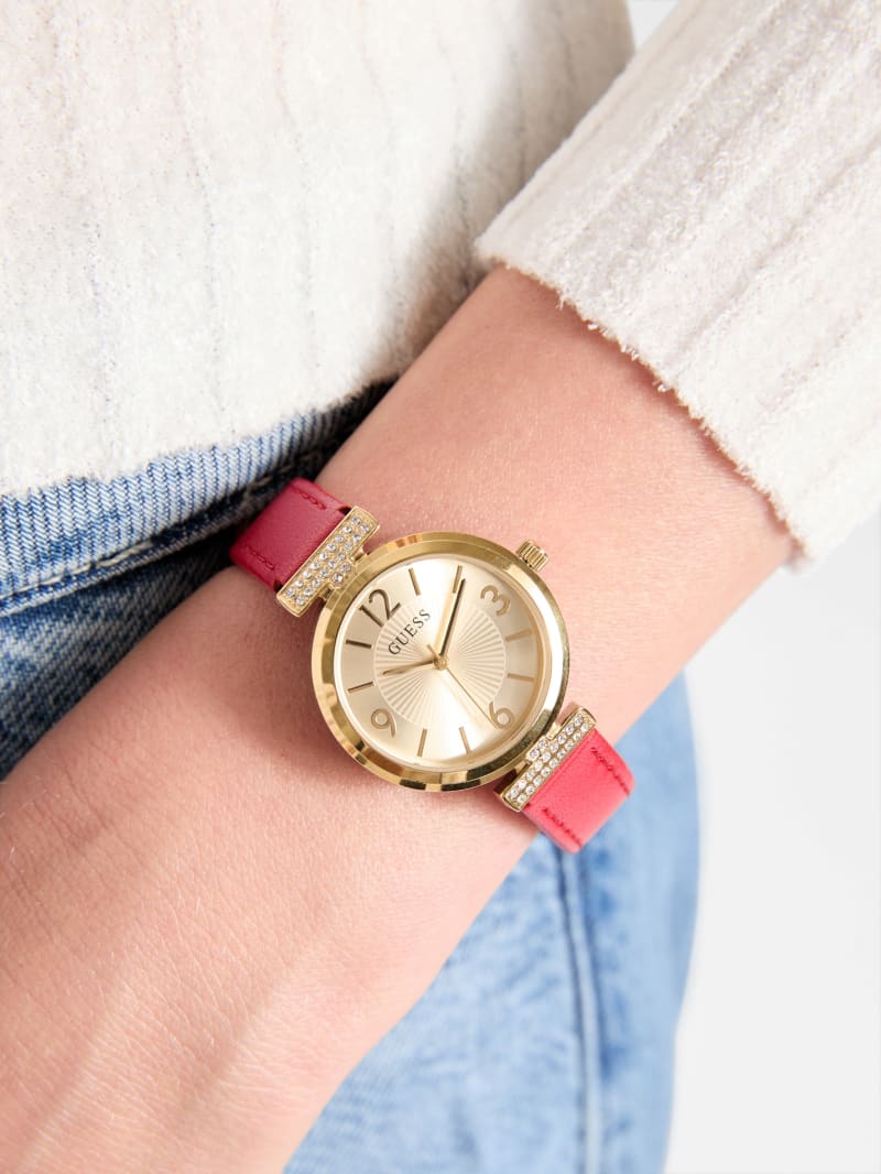 Gold-Tone and Red Silicone Watch