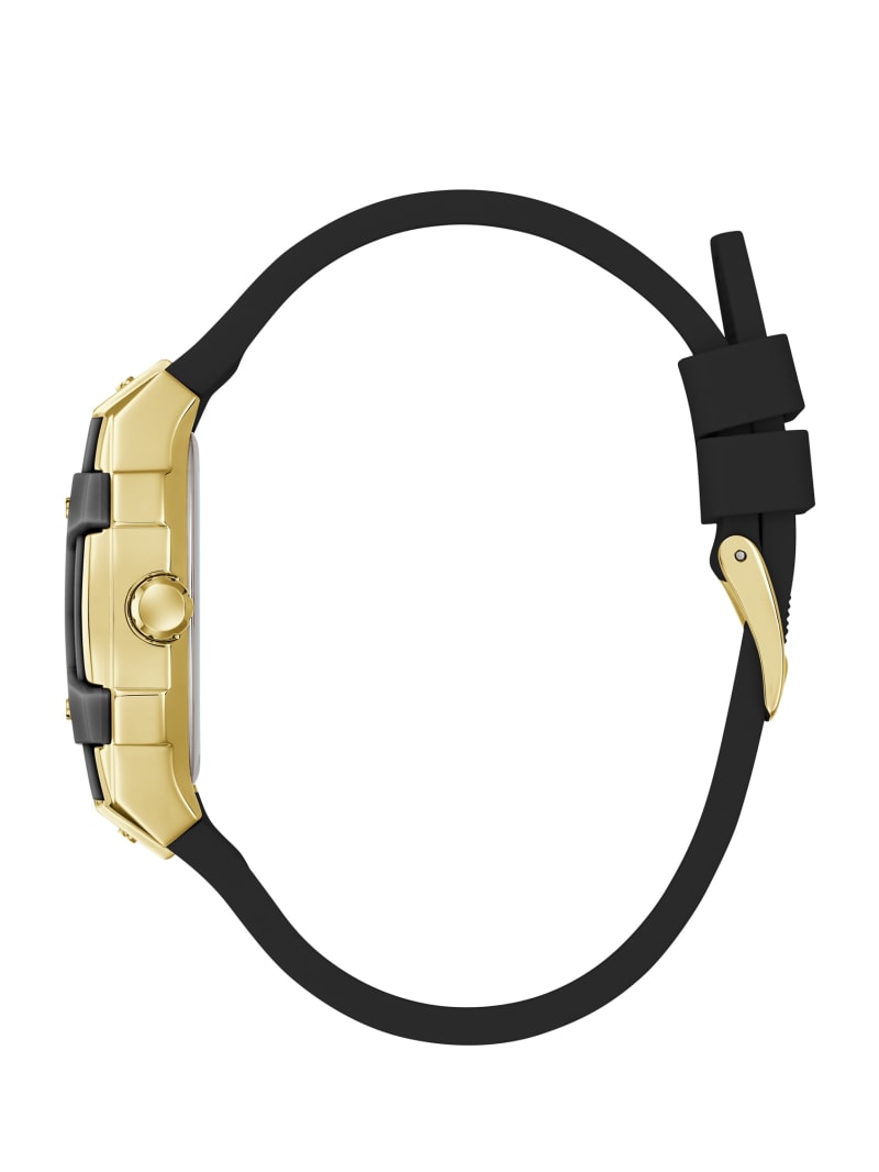 Gold-Tone and Black Silicone Multifunction Watch