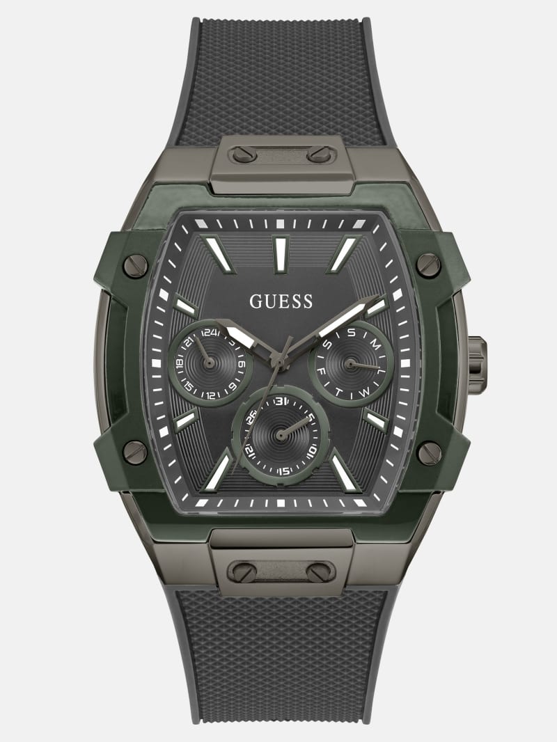 GUESS® Green and Grey Silicone Multifunction Watch