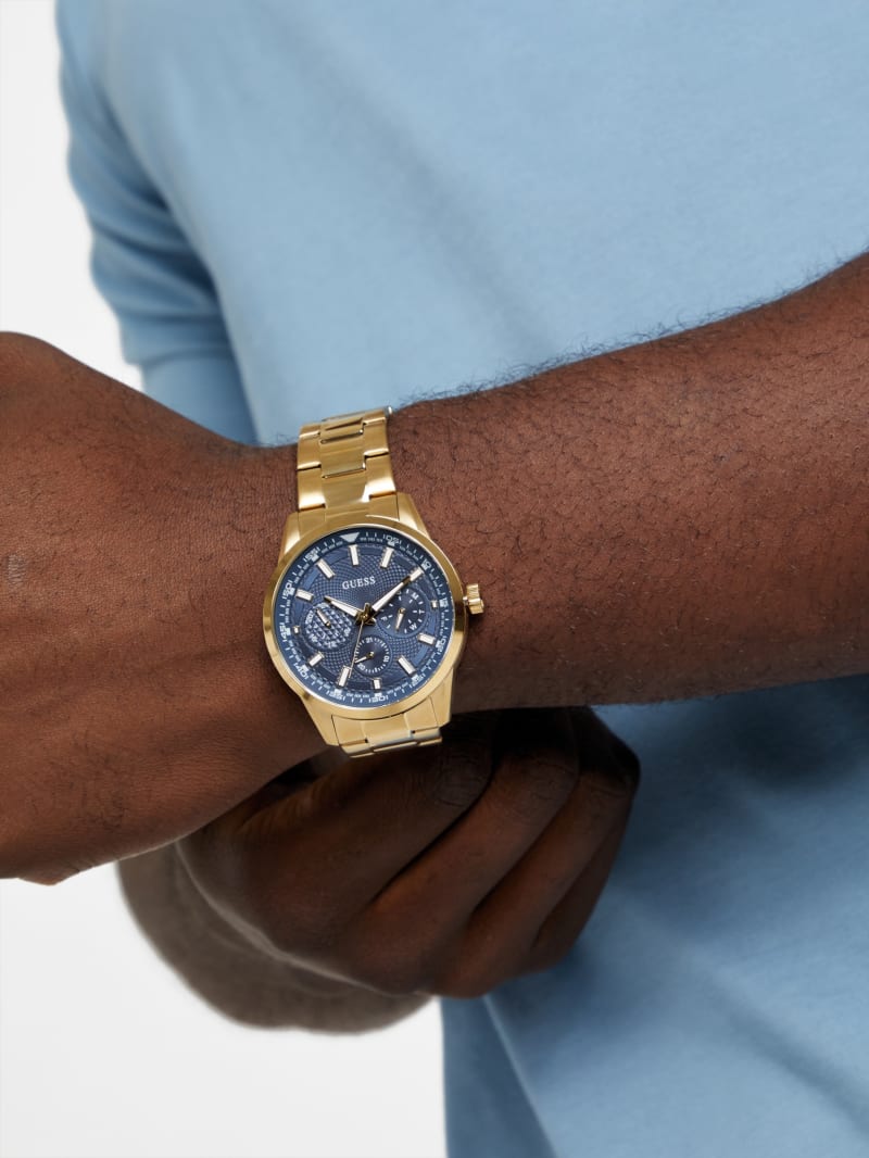Gold-Tone and Blue Multifunction Watch