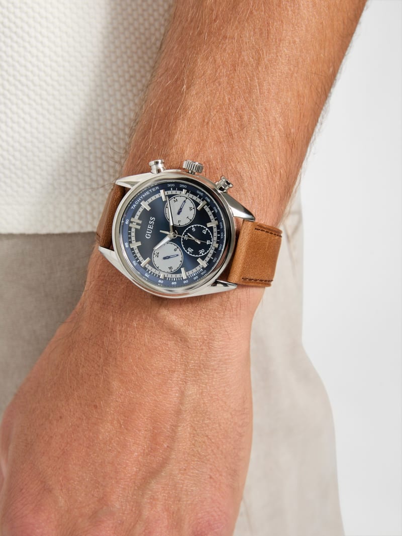Two-Tone Multifunction Suede Watch