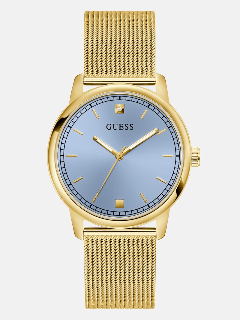 Gold-Tone and Blue Analog Watch