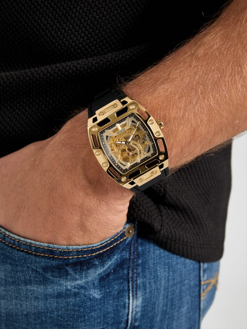 Gold-Tone Silicone Analog Watch