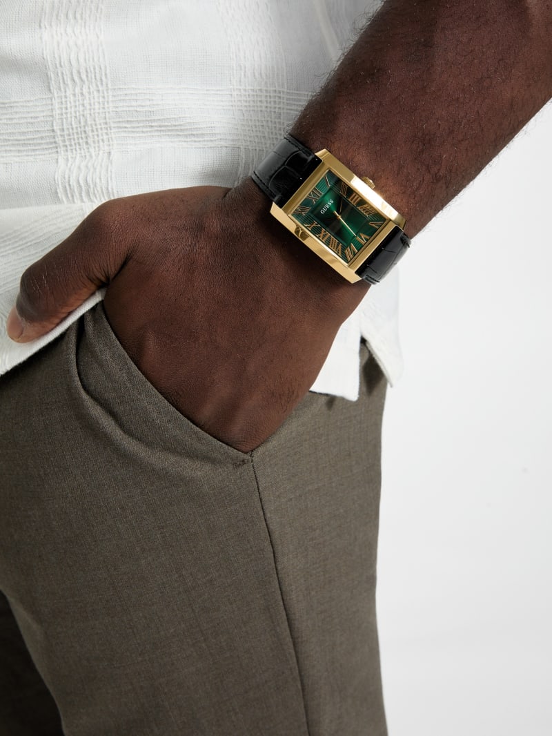 Gold-Tone and Emerald Analog Watch