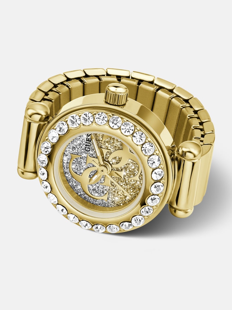 GUESS ゴールド アナログ時計 レディース GUESS® Crystal Stainless steel analogue ring 18 mm Women