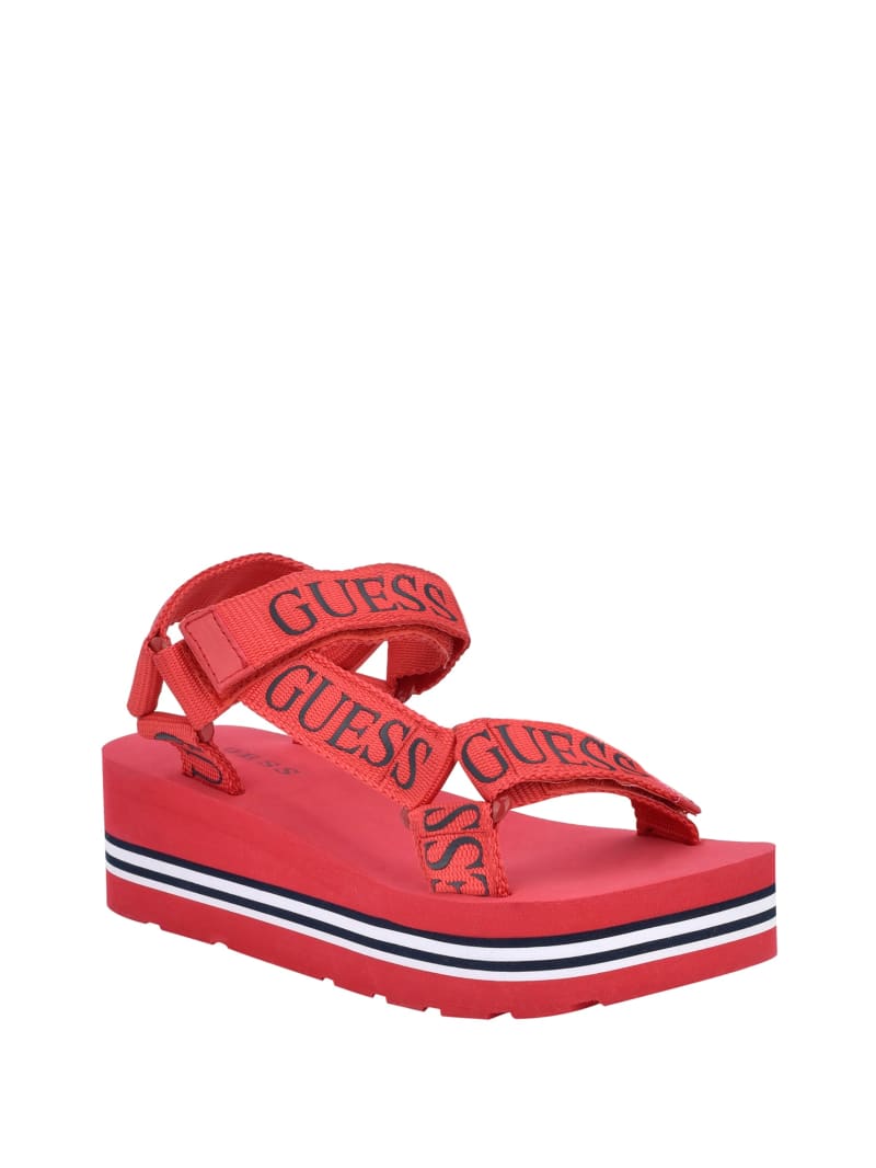 guess avin logo platform sandals