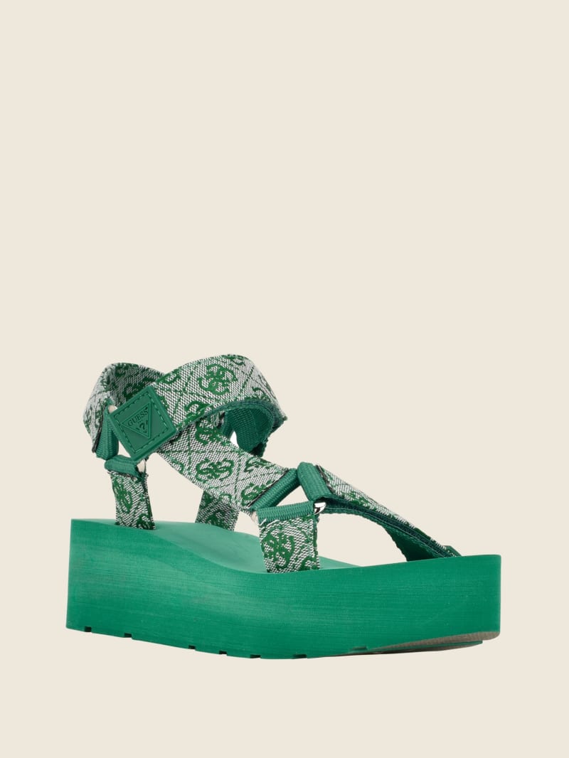 guess avin logo platform sandals
