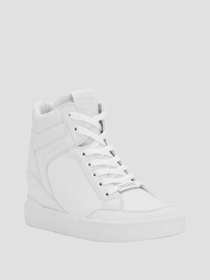 Guess white wedge sneakers sales