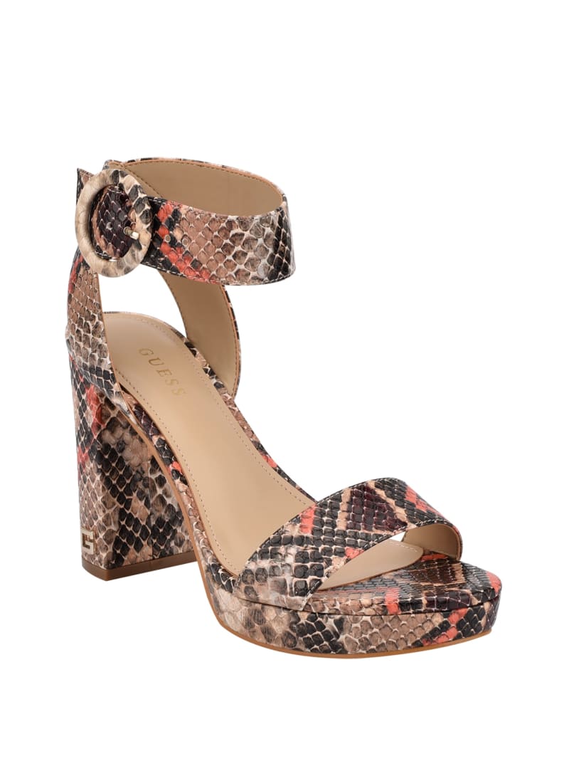chunky snakeskin heels
