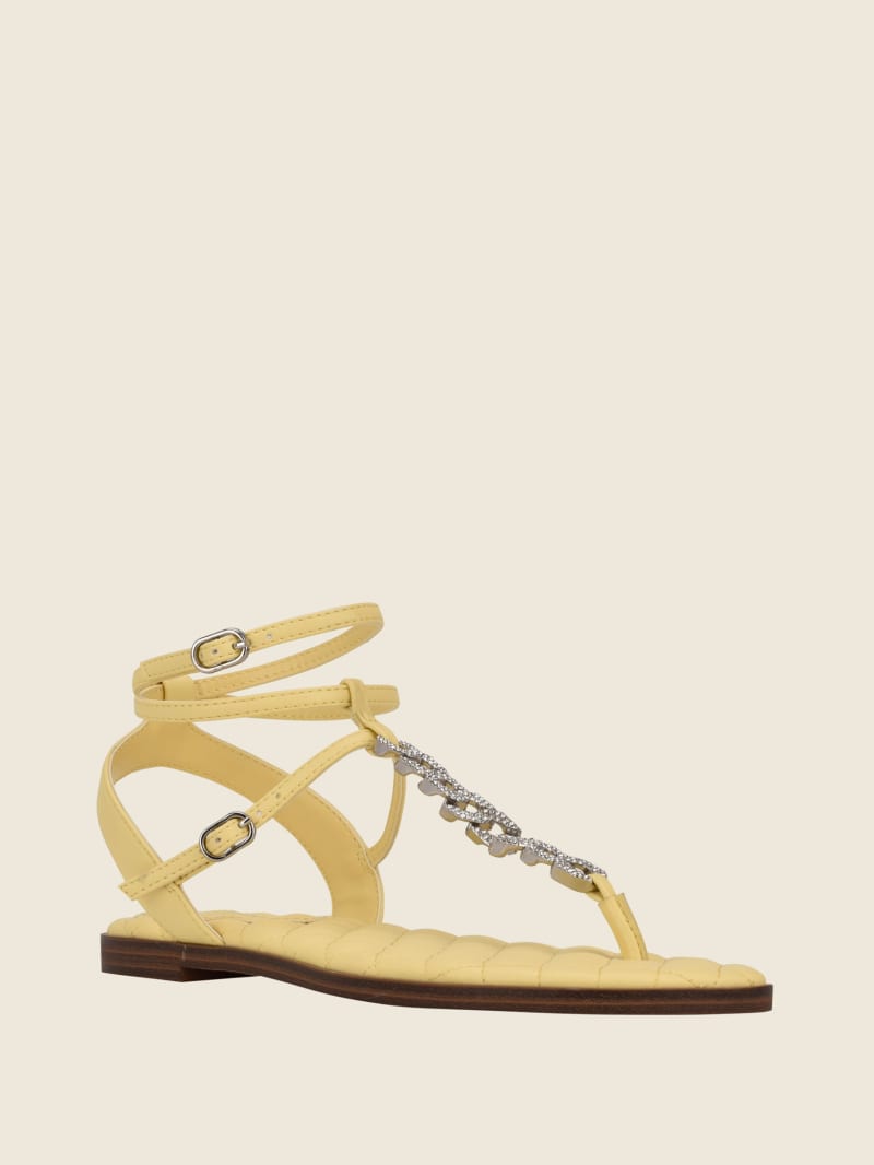 Brighti Chain T-Strap Sandals | GUESS Factory Ca