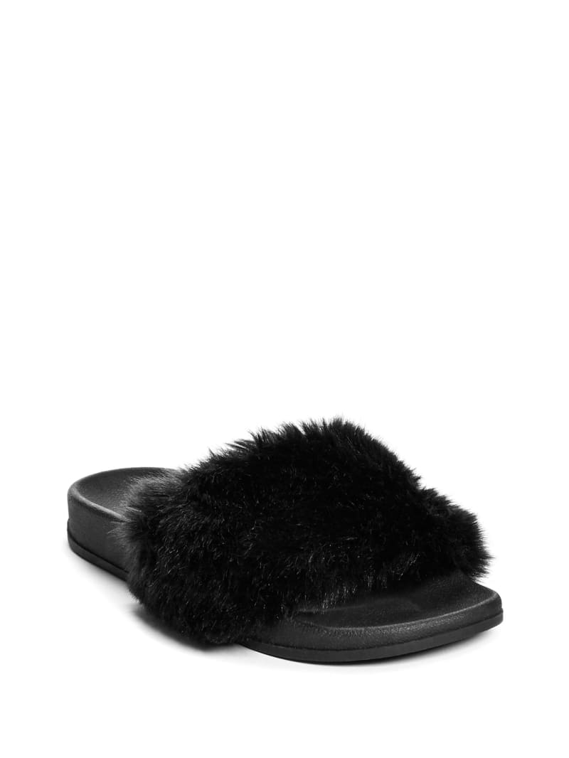 dilemma krydstogt Dyrke motion Buffie Leopard Faux-Fur Slide Sandals | GUESS