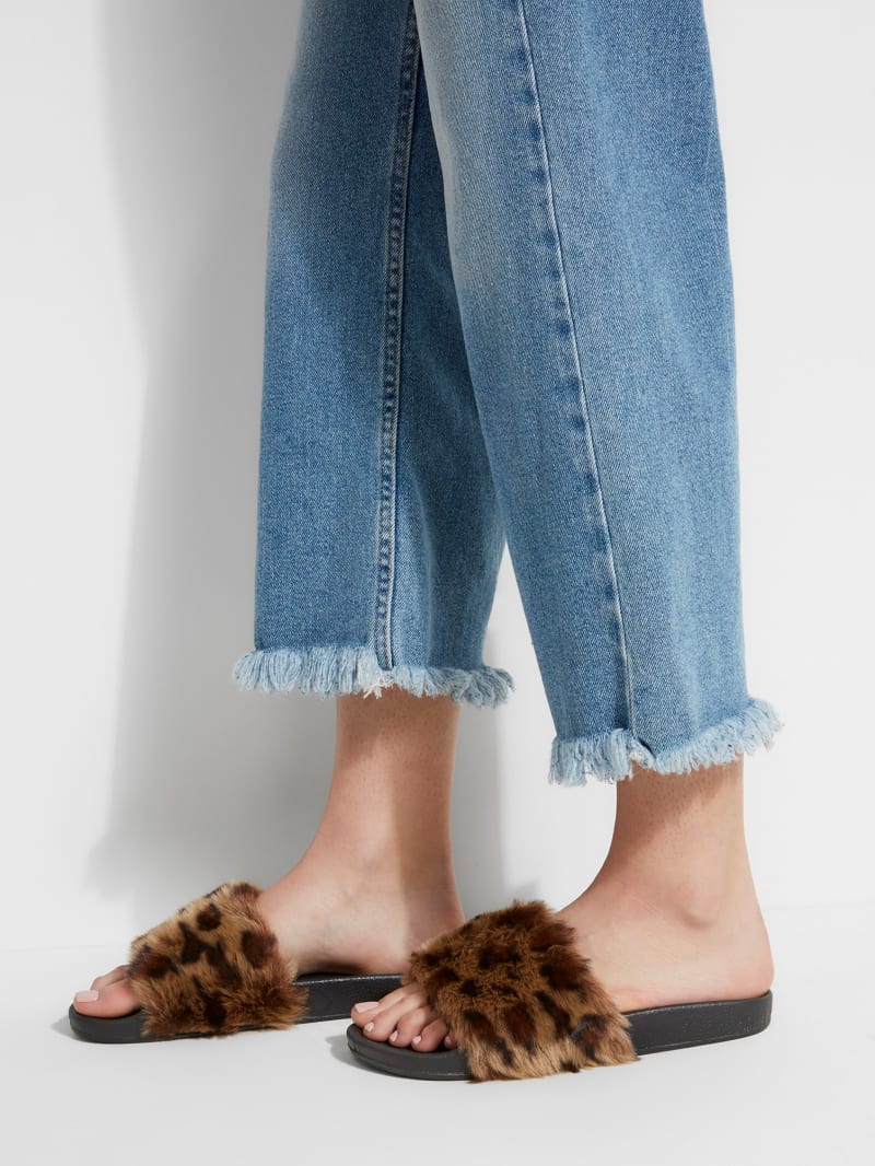 Guess buffie faux fur slide sandals cheap
