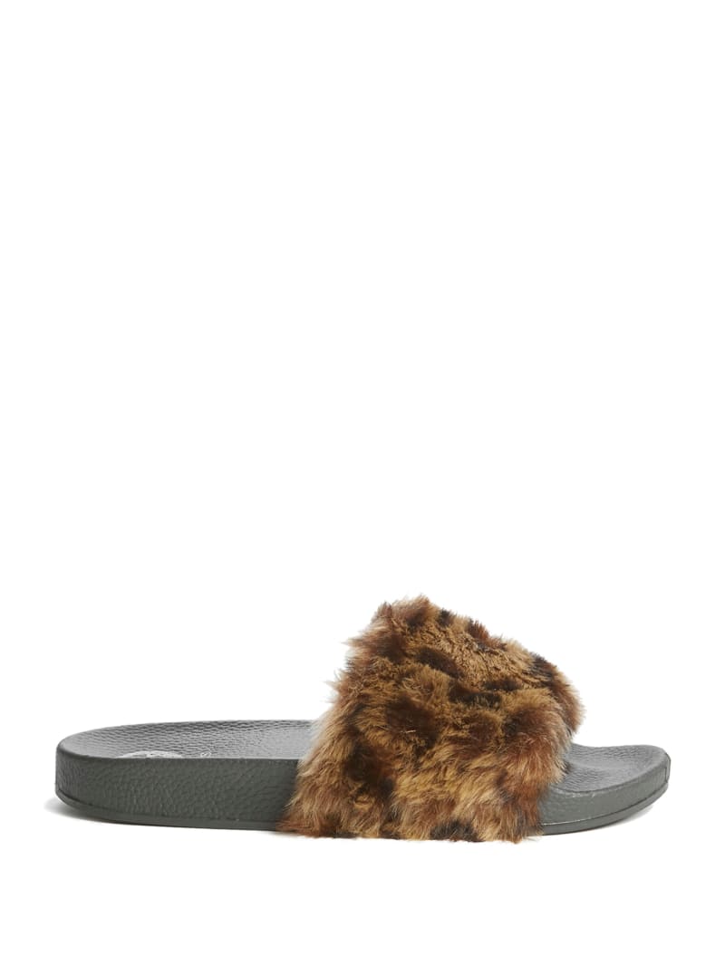 Guess buffie faux fur slide sandals online