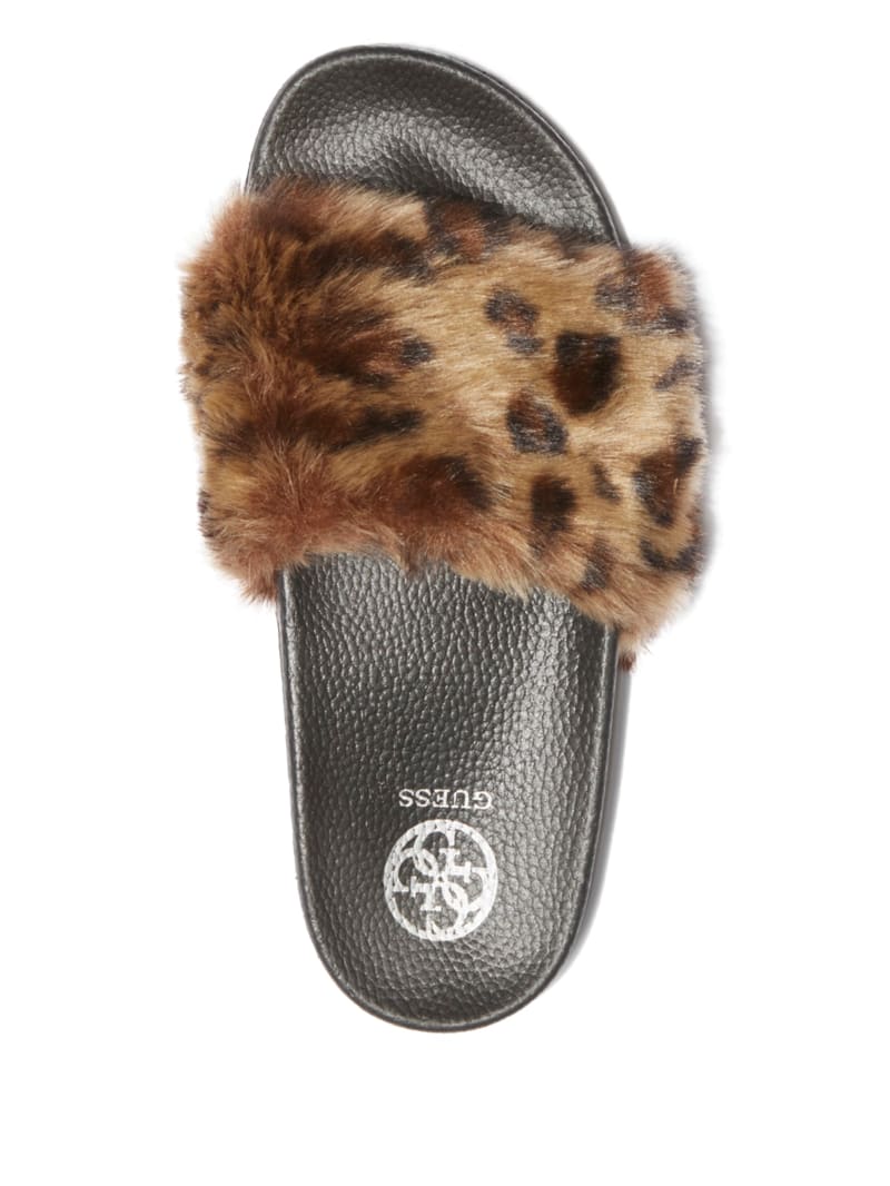 Guess buffie faux fur slide sandals online