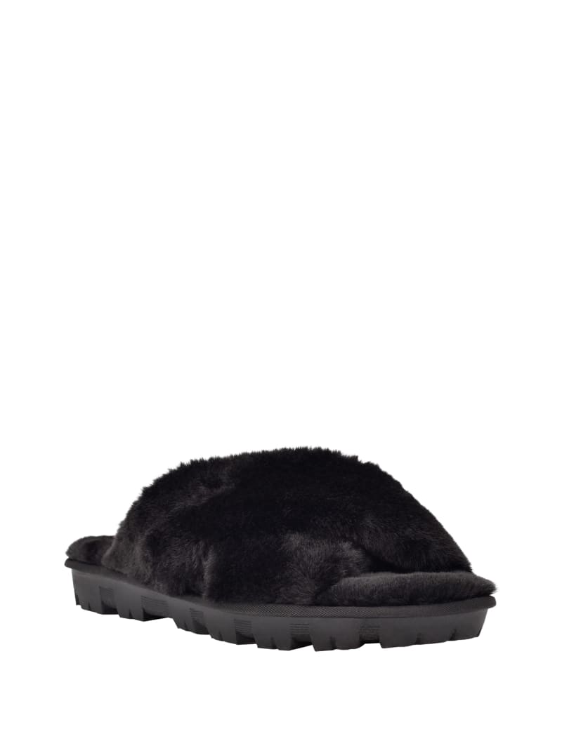 Guess Crisscross Fur Slipper. 1