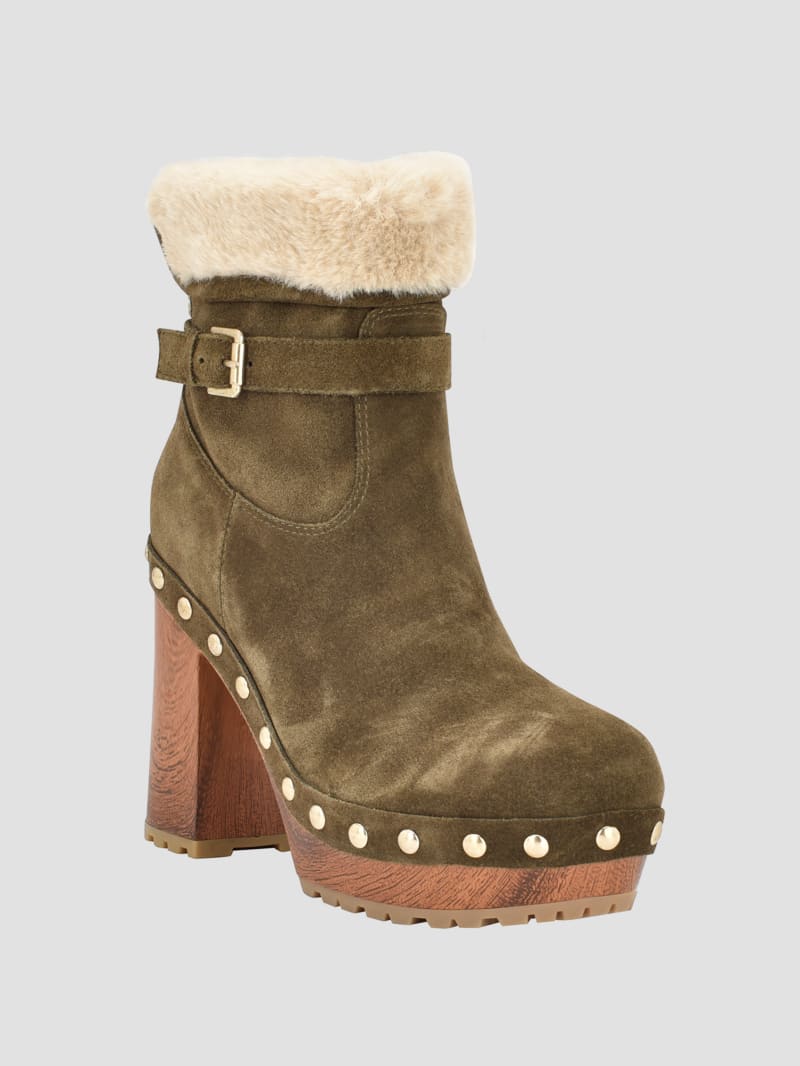 Guess Damina Faux Fur Bootie in Medium Green at Nordstrom, Size 7