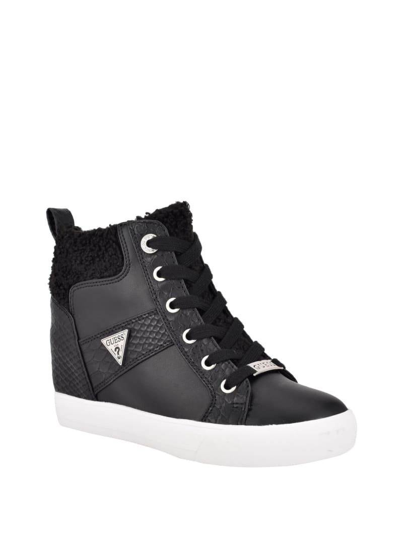 guess black wedge sneakers