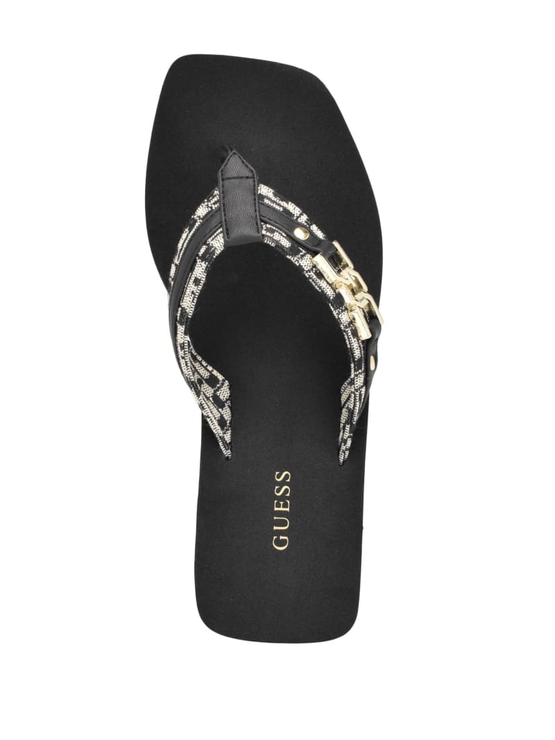 NEW WOMEN'S GUESS TUTU BLACK FLIP FLOPS BOW RHINESTONE ACCENT WEDGE  5,6,7,8,9,10