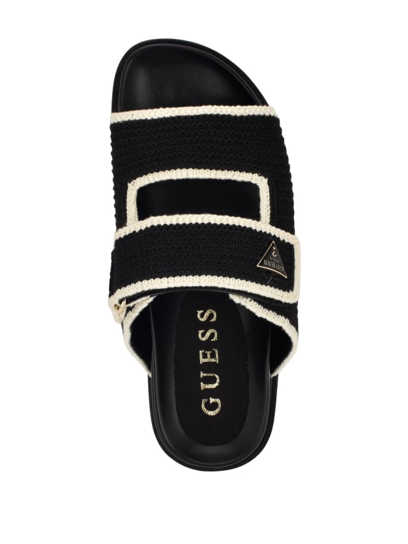 GUESS＊Fadenna Crochet Knit Double Band Footbed Sandals Fadenna Two-Strap Crochet Sandals | GUESS Factory