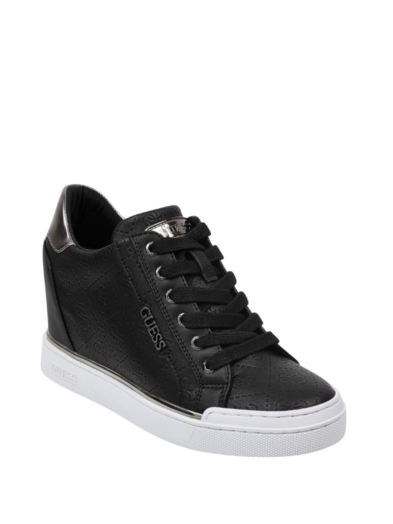 guess black wedge sneakers