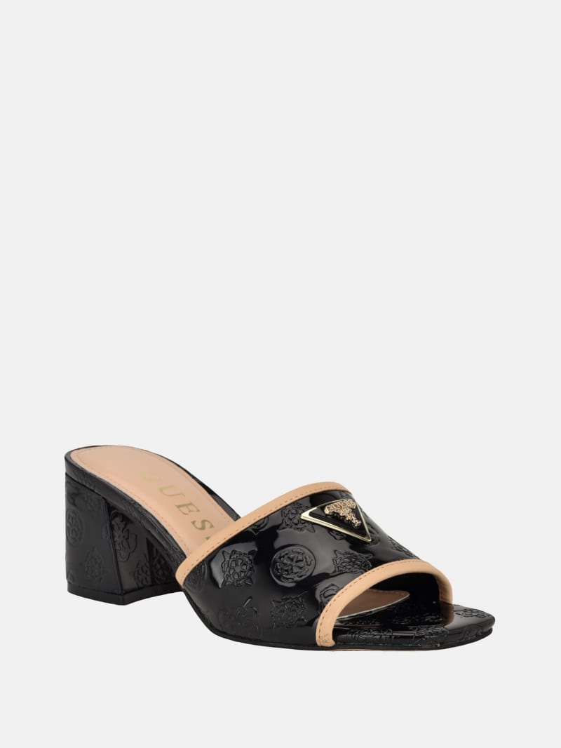 fontaine guess v1 ろと Oney Circle Logo Block Heels | GUESS Factory