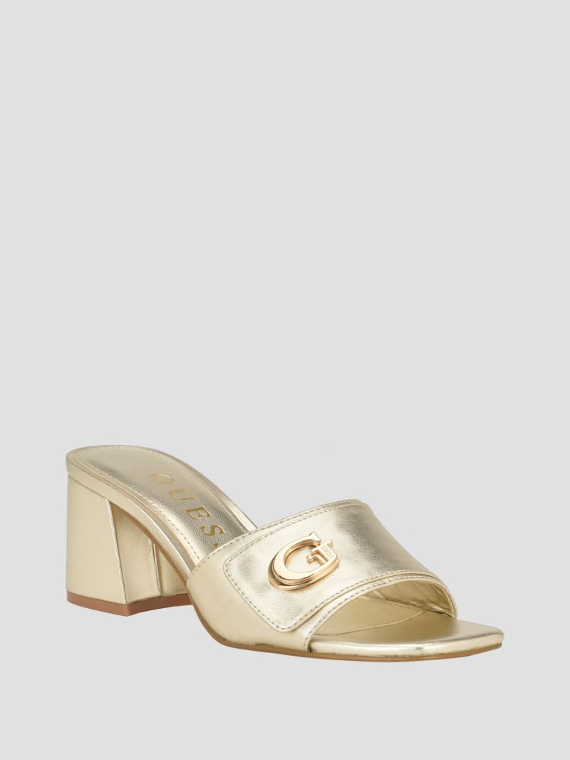 Amazon.com | GUESS Women's BOMMIYA Mule, Beige/Brown Logo