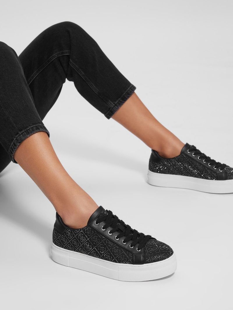 Gelsen Rhinestone Logo Low-Top Sneakers | GUESS Canada