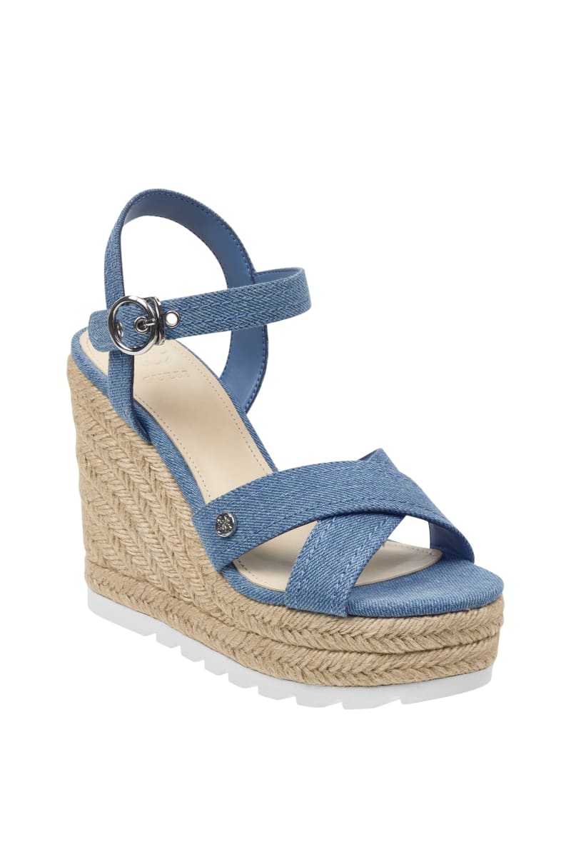 Genesi Denim Wedge Espadrilles | GUESS Canada