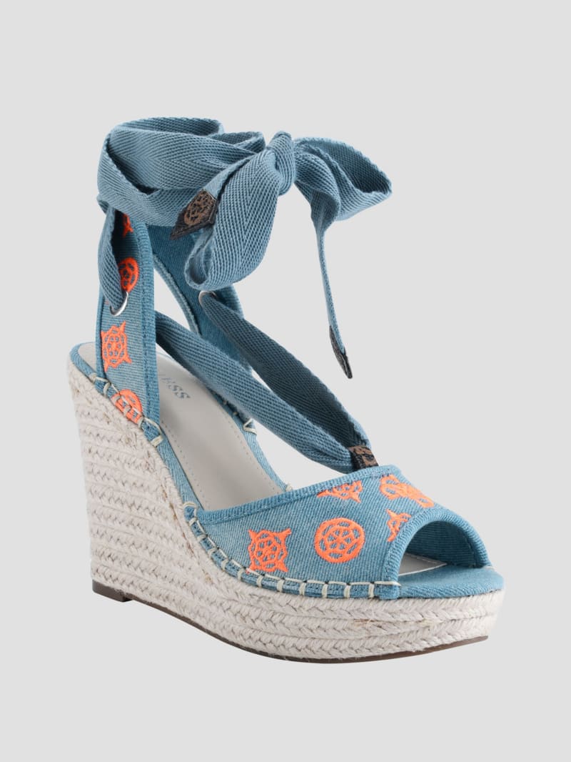 Halona Tie Espadrille Wedges GUESS