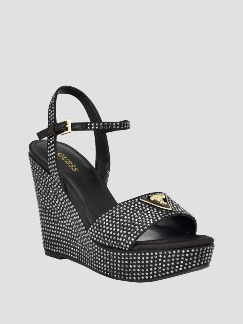 Hippa Rhinestone Wedge Sandals GUESS