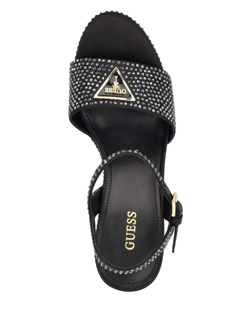 Hippa Rhinestone Wedge Sandals GUESS