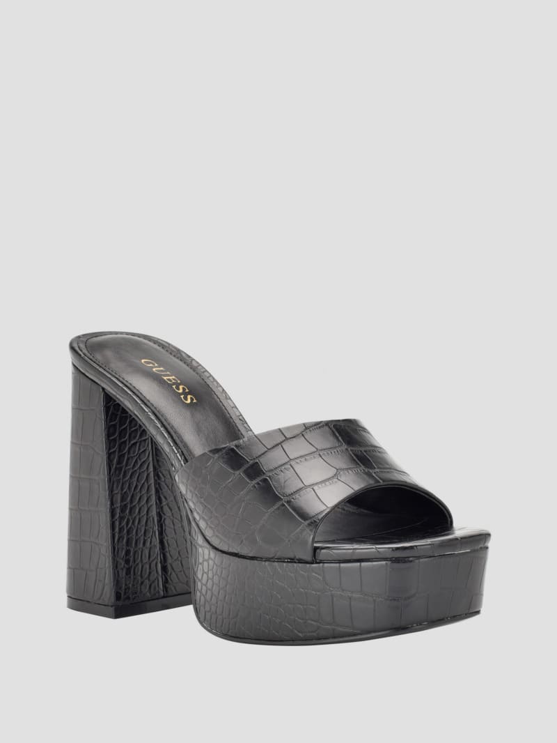 Jadah Crocodile-Embossed Platform Heels