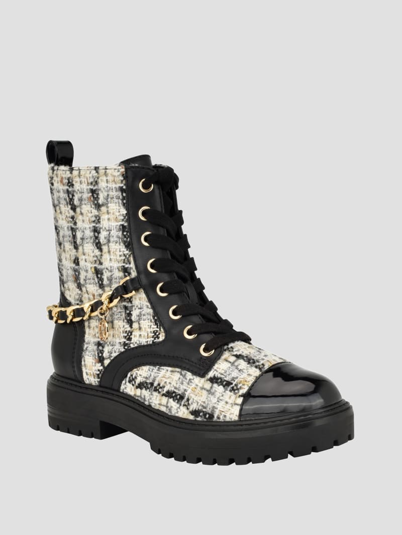 chanel combat boots with chain