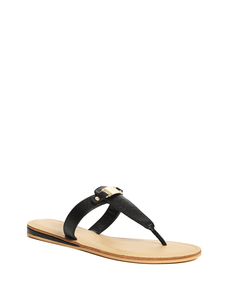 Jenza Snake T-Strap Sandals | GUESS