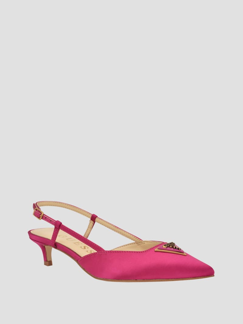 Pink satin kitten heels top