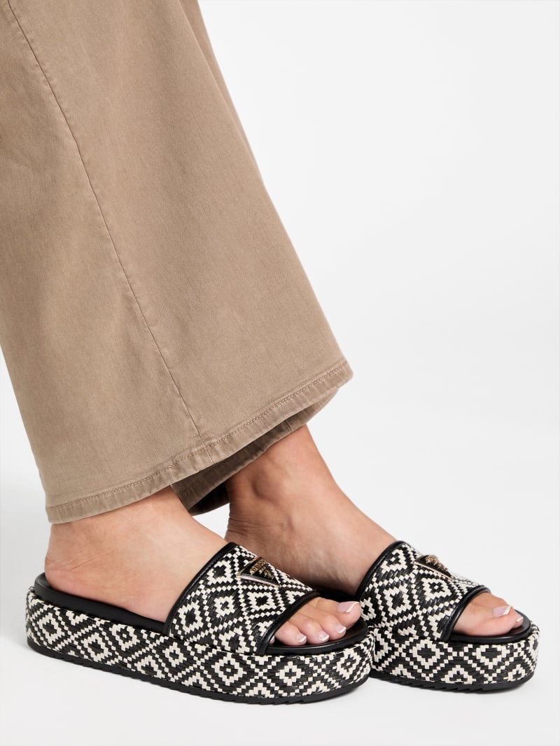 Longoh Raffia Platform Slide Sandals | GUESS