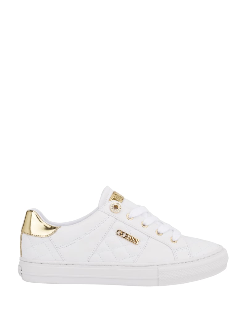 womens white sneakers with gold trim