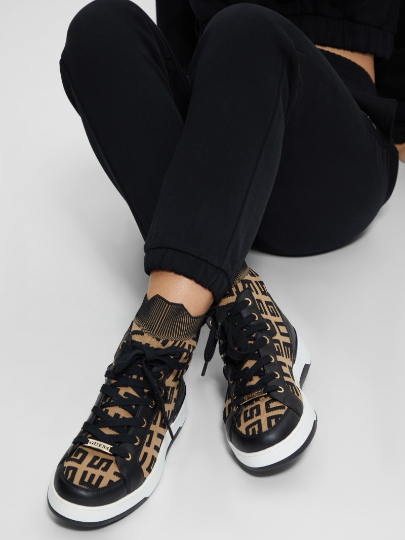 Mannen Logo Knit High Top Sneakers
