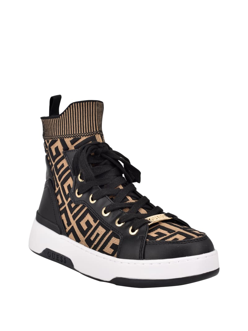 Manney Knit Logo High-Top Sneakers