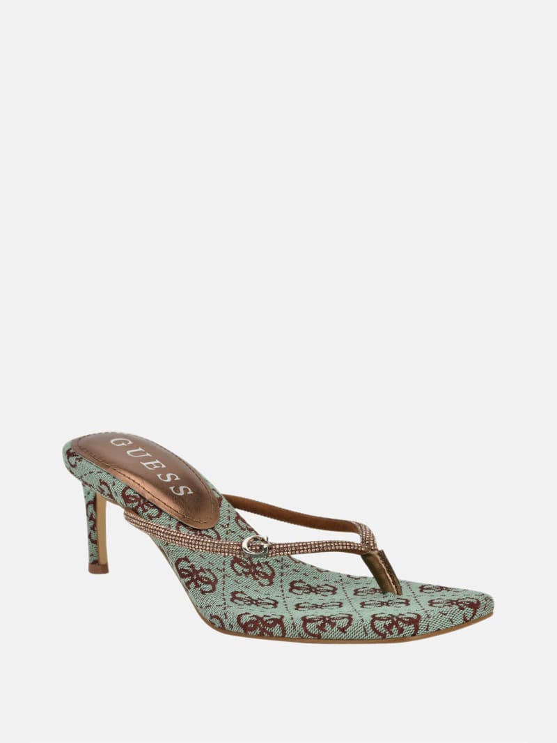 Mayan Rhinestone Thong Strap Heels · Guess