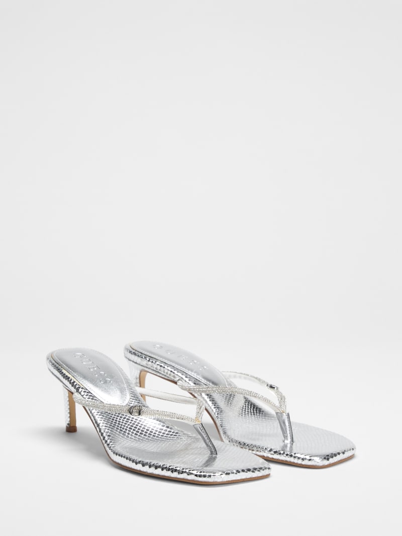 Mayan Rhinestone Thong Strap Heels · Guess