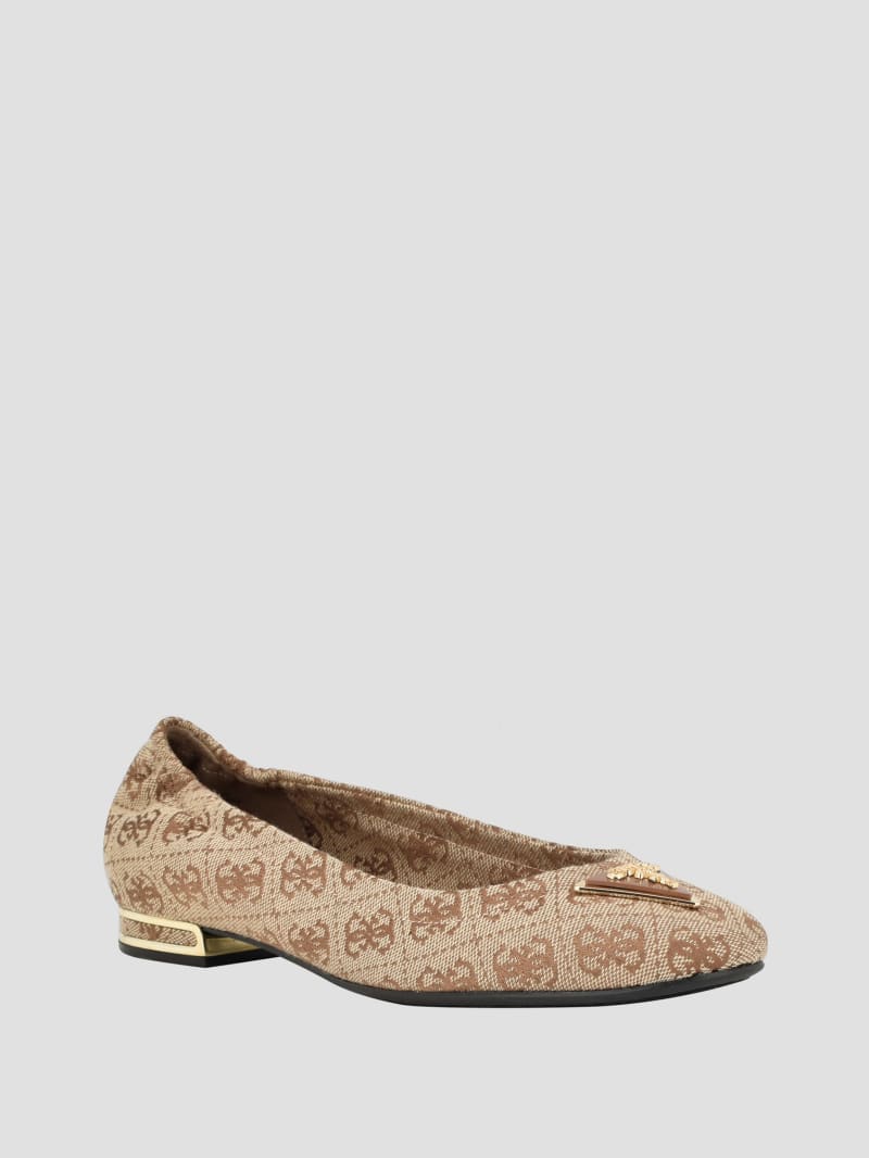 Triangle Brown Logo Ballet Flats | GUESS