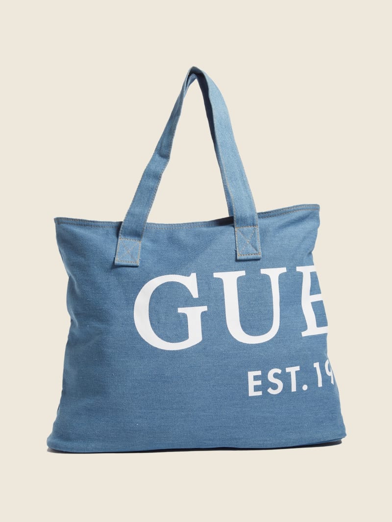 Vintage GUESS Blue Tote Bag Monogram Pattern Shoulder Bag -  Finland
