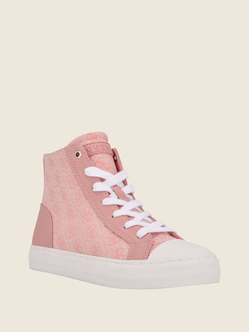 Pink high sales top sneakers