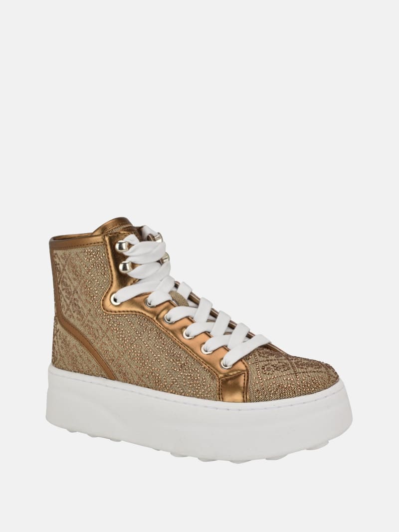 Rhinestone Quattro G High-Top Sneakers · Guess