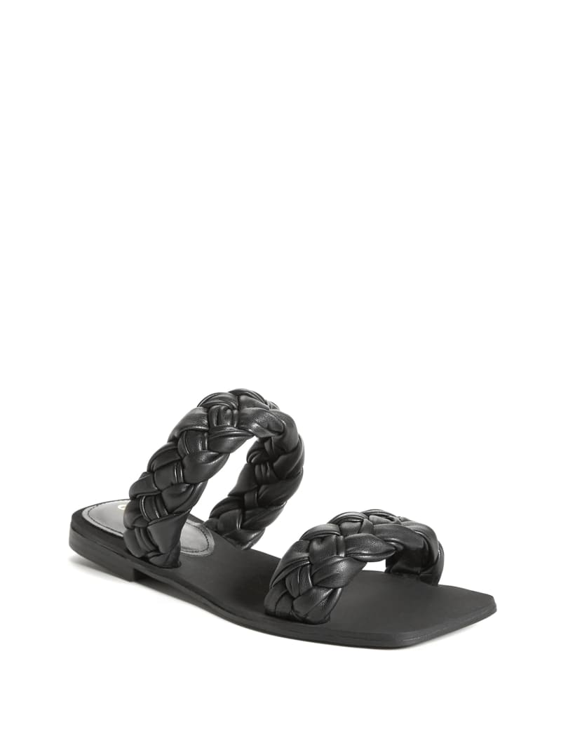 GUESS Womens Slide Sandals Flip Flops Black Multi Fabric 10 