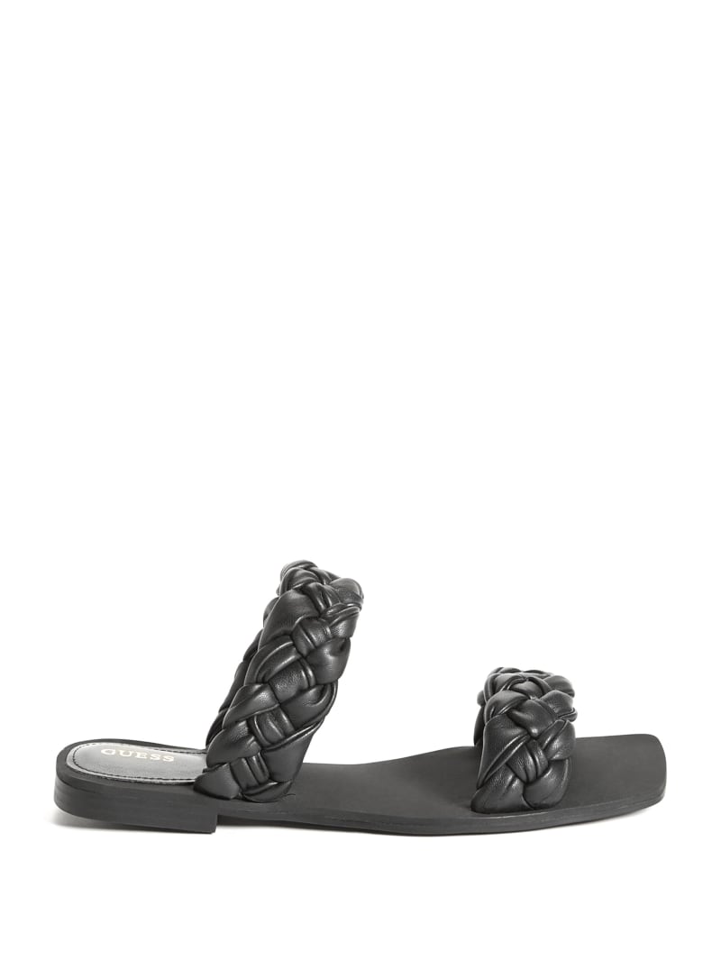 GUESS Womens Slide Sandals Flip Flops Black Multi Fabric 10 