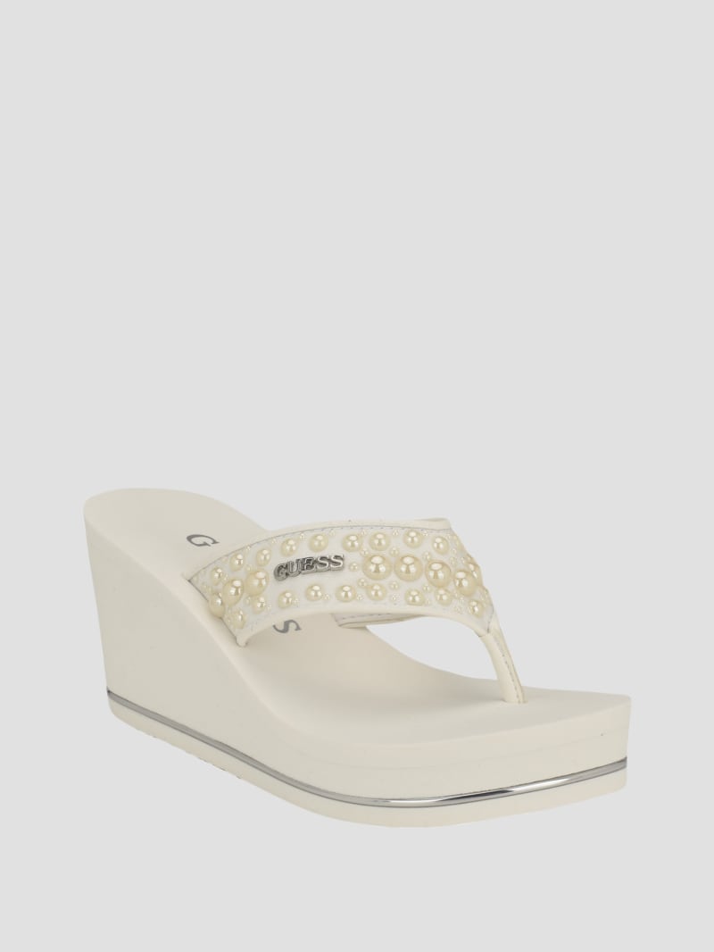 Guess white wedge sandals sales