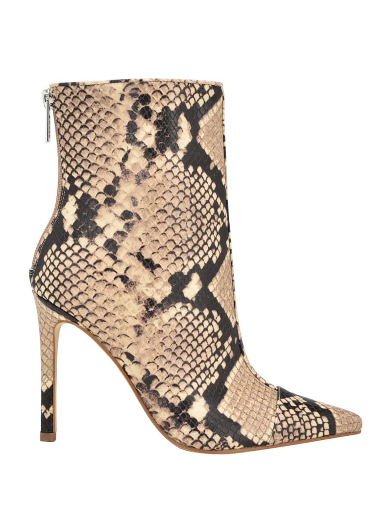 Leather Ankle Boots By Guess Peep Toe Spike Heels Zip Back Retails $98