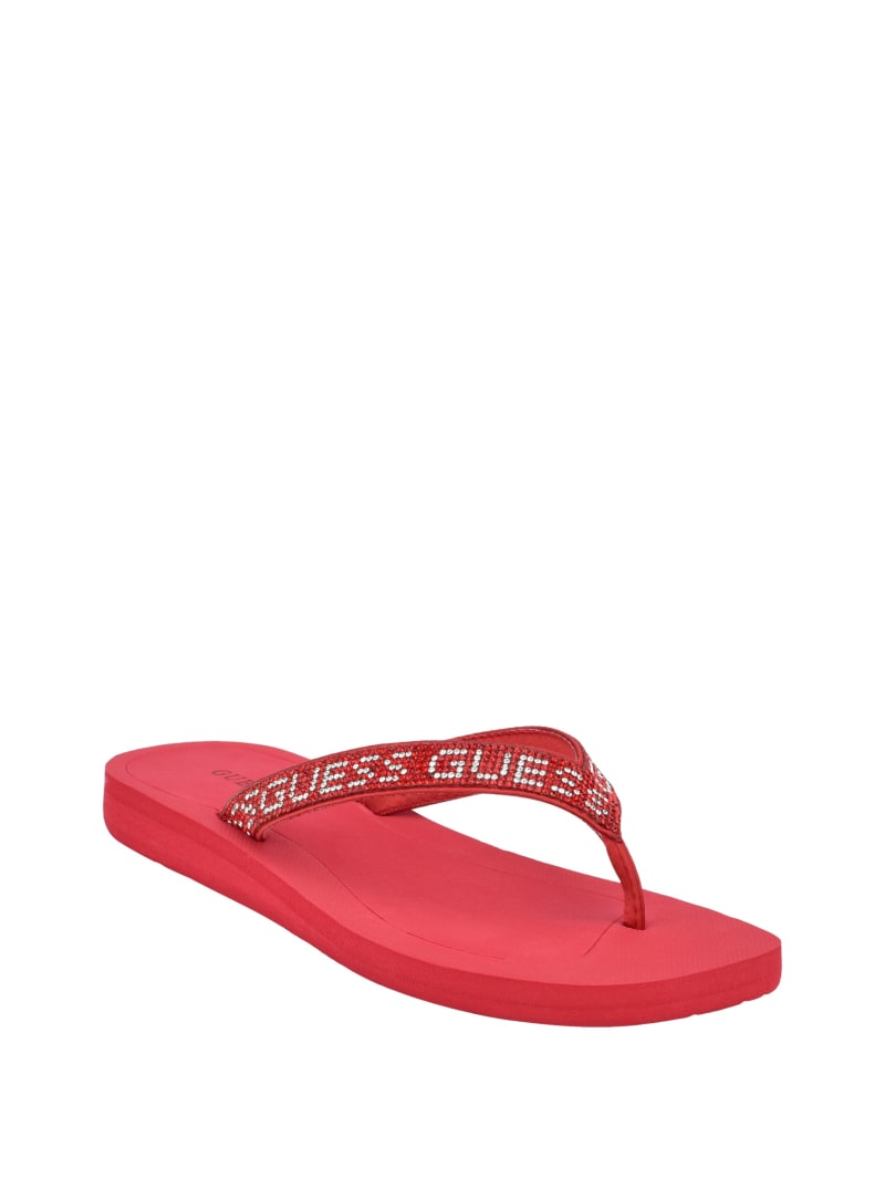 red rhinestone flip flops
